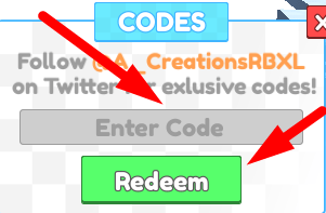 The code redeeming interface in Obby But You're on a Hoverboard