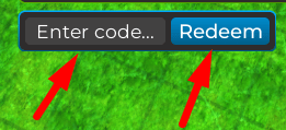 The code redeeming interface in Zombie Defense