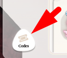 The Codes button in Slay the Runway