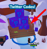 The Twitter Codes zone in Slime Mine