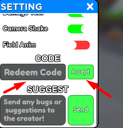 The code redeeming interface in Gun Warriors