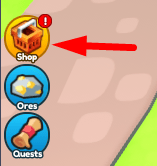 The Shop button in Mining Empire