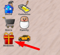 The Redeem button in Family House Tycoon