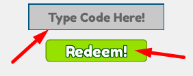 The code redeeming interface in Mega Yacht Tycoon