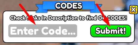 The code redeeming interface in Fighting Simulator