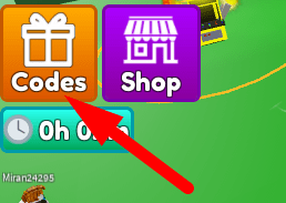 The Codes button in Slingshot Race