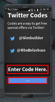 Vehicle Simulator claim codes box and submit button