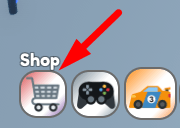 The Shop button in Super Car Tycoon