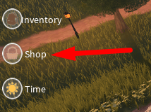 The shop button in In The Hills