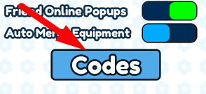 The Codes button in Catch a Fish Simulator