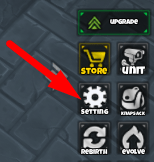 The Setting button in Toilet Defense RNG