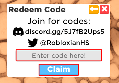 Robloxian High School enter codes box