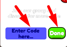 The code redeeming interface in Arcade Punch Simulator