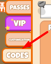 The Codes button in Chicken Life