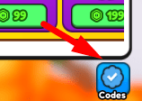 The Codes button in Hotdog Eating Simulator