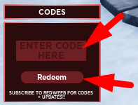 Code redeeming interface in Shinobi Battlegrounds