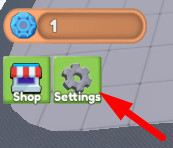 The Settings button in Dominus Merge Tycoon