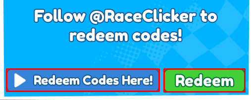 Race Clicker enter codes box