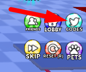 The Codes button in Super Car Obby