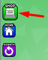 The Shop button in make roblox games to become rich and famous