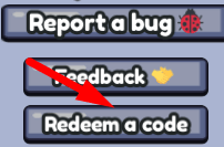 The Redeem a code button in 2 Player Cart Ride Tycoon