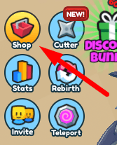 The Shop button in Ninja Cutter Simulator