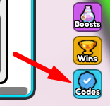 The Codes button in Pet Lifting Simulator