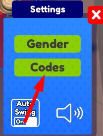 The Codes button in Ice Farm Simulator