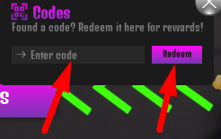 The code redeeming interface in The Resistance Tycoon