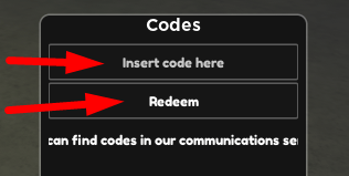 The code redeeming interface in Dah Aim Trainer