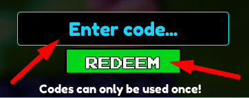 The code redeeming interface in Sword Sky Battles