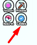 The Codes button in Block Digging Simulator