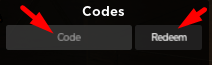 The code redeeming interface in Rogue Demon