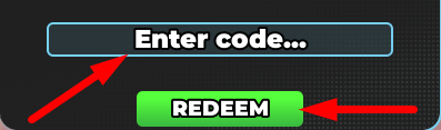 The code redeeming interface in Anime Power Evolution Simulator