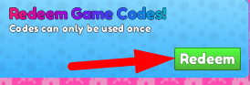 The Redeem button in Princess Fighter Simulator