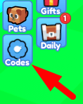 The Codes button in Logo Block Race