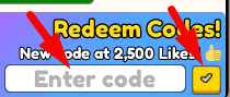 The code redeeming interface in Resort Life Tycoon