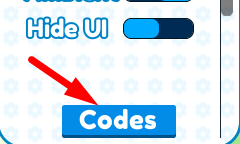 The Codes button in Dig Treasure Simulator