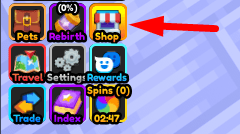 The Shop button in SUPER PUNCH SIMULATOR