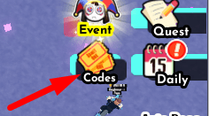 The Codes button in Super Driving Race