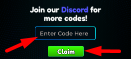 The code redeeming interface in Anime Royale