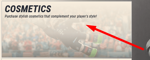 The Cosmetics button in Real Futbol 24