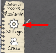 The Settings button in Clover City