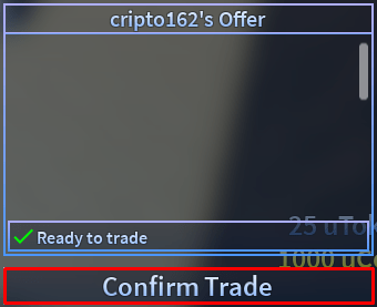 A Universal Time confirm trade button