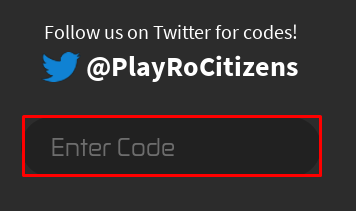 Rocitizens enter codes box