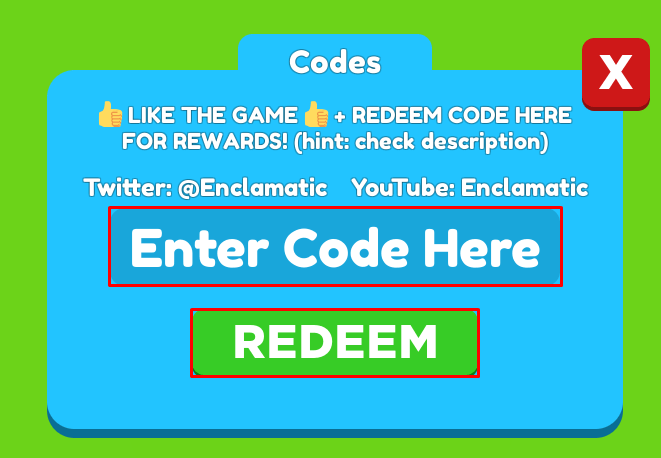 Eating Simulator enter codes box