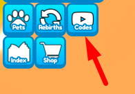 The Codes button in Pet Hatchers