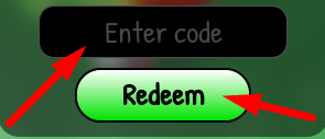 The code redeeming interface in Village Defense Tycoon