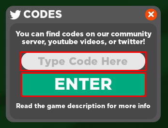 unExpected enter codes box