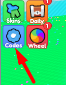 The Codes button in Sphere Eating Simulator